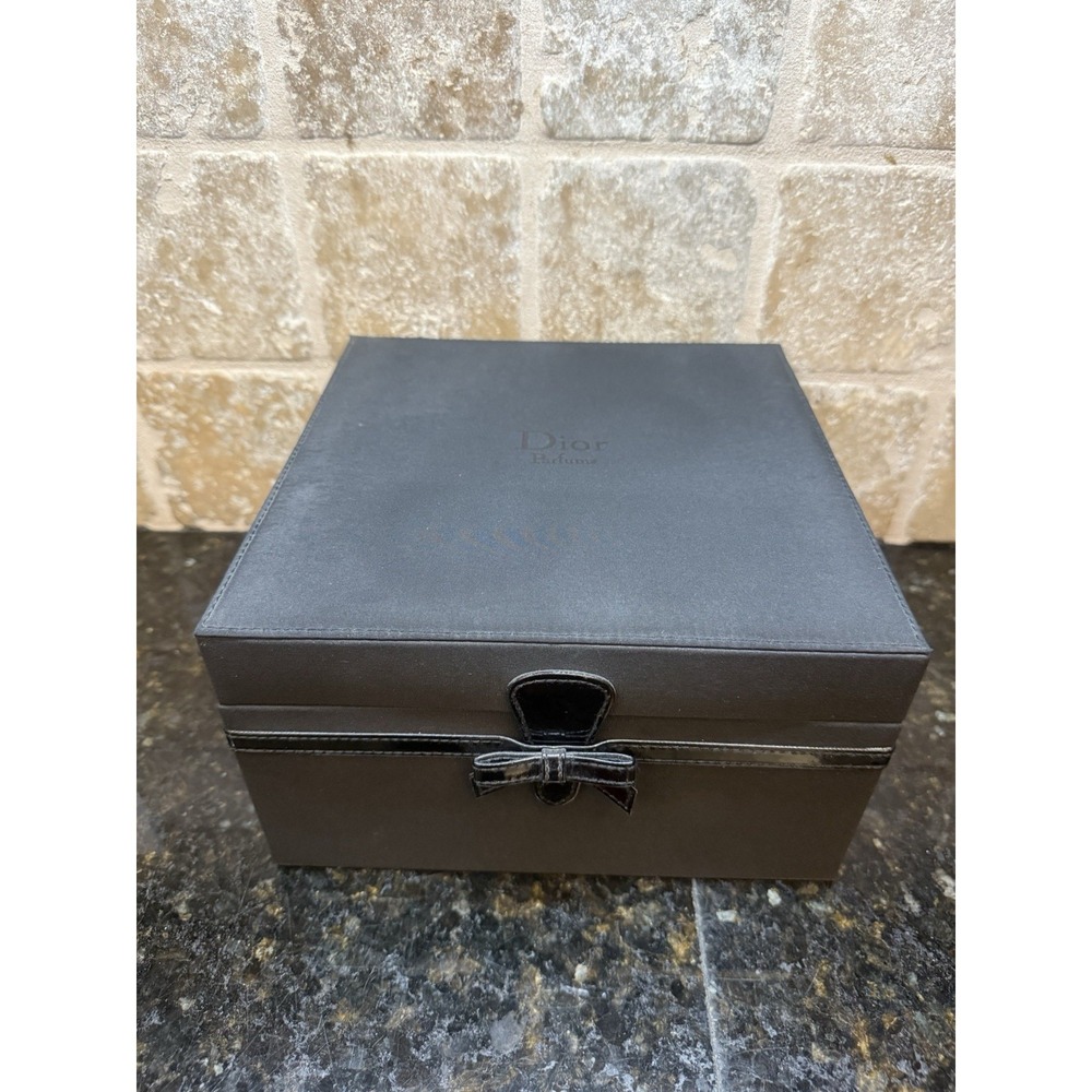 Vintage Dior Parfum‎ Square Box Only Black Satin Size 8" X 8" X 5"